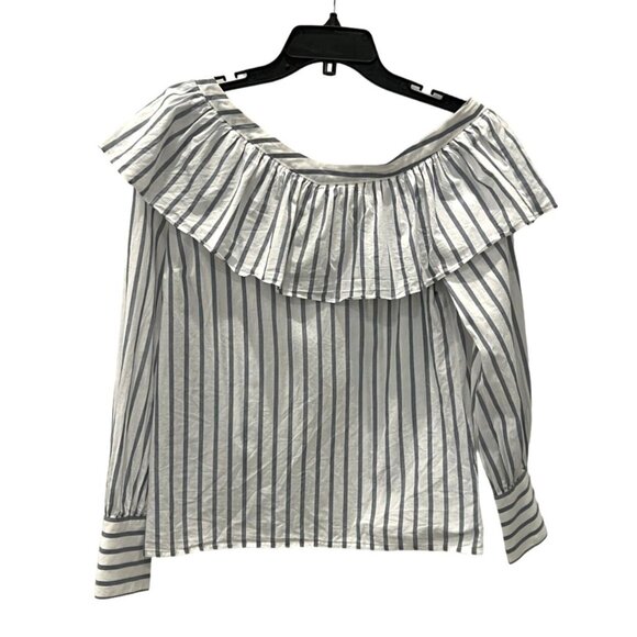 Paige Halsey One-shoulder striped blouse Papyrus China Blue white - Size XS - Picture 3 of 9